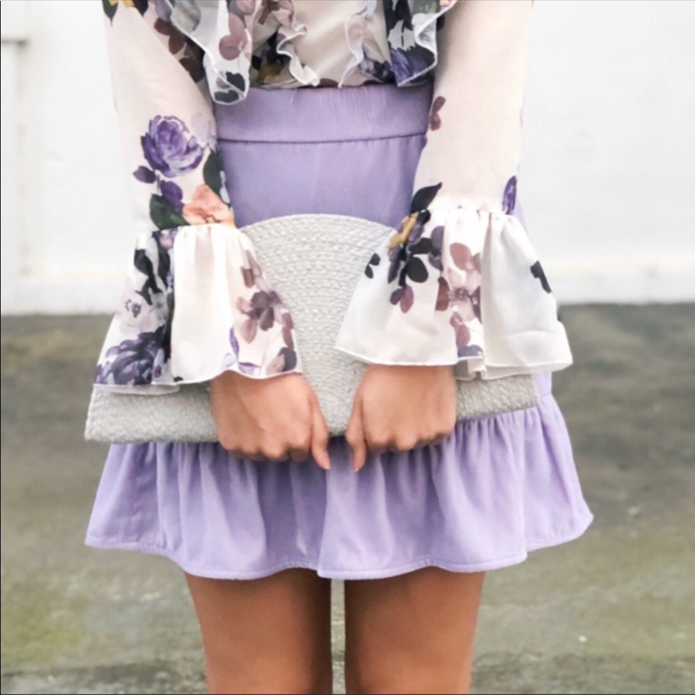 🆕 NWT Jcrew lavender Velvet peplum mini Skirt